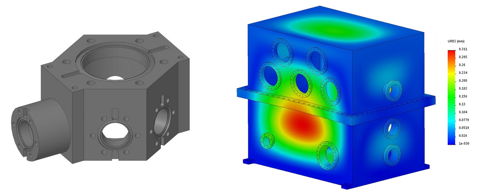 3D-Modell und FEM-Bild eines Bauteils